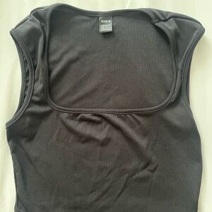 SHEIN Black ribbed square neck top